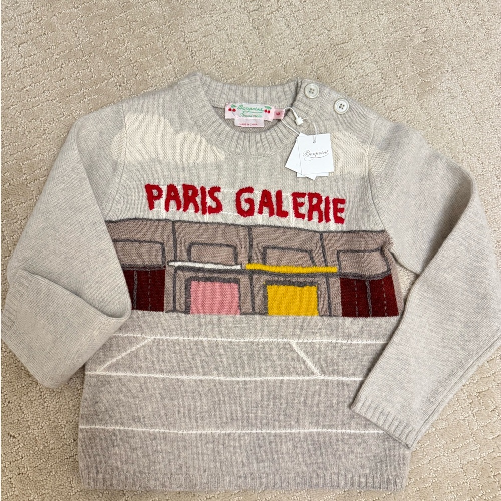 Bonpoint Gray Paris Galerie Sweater in size 6 NWT